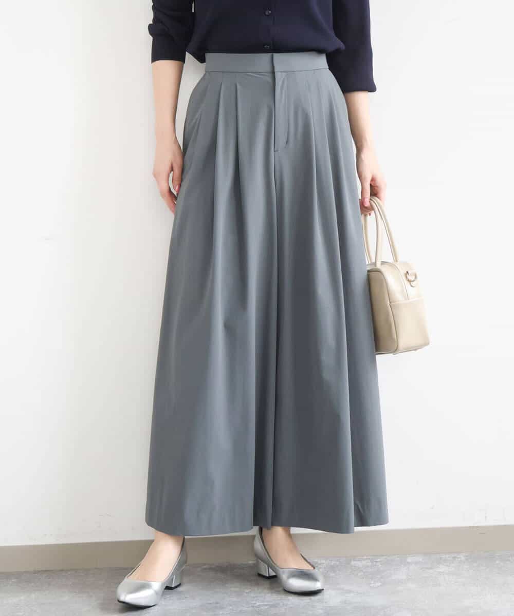 F1LGD37170 MK MICHEL KLEIN(小さいサイズ)(メゾン ドゥ サンク) 【小さいサイズ】ストレッチ3タックワイドパンツ/洗える ダークグレー