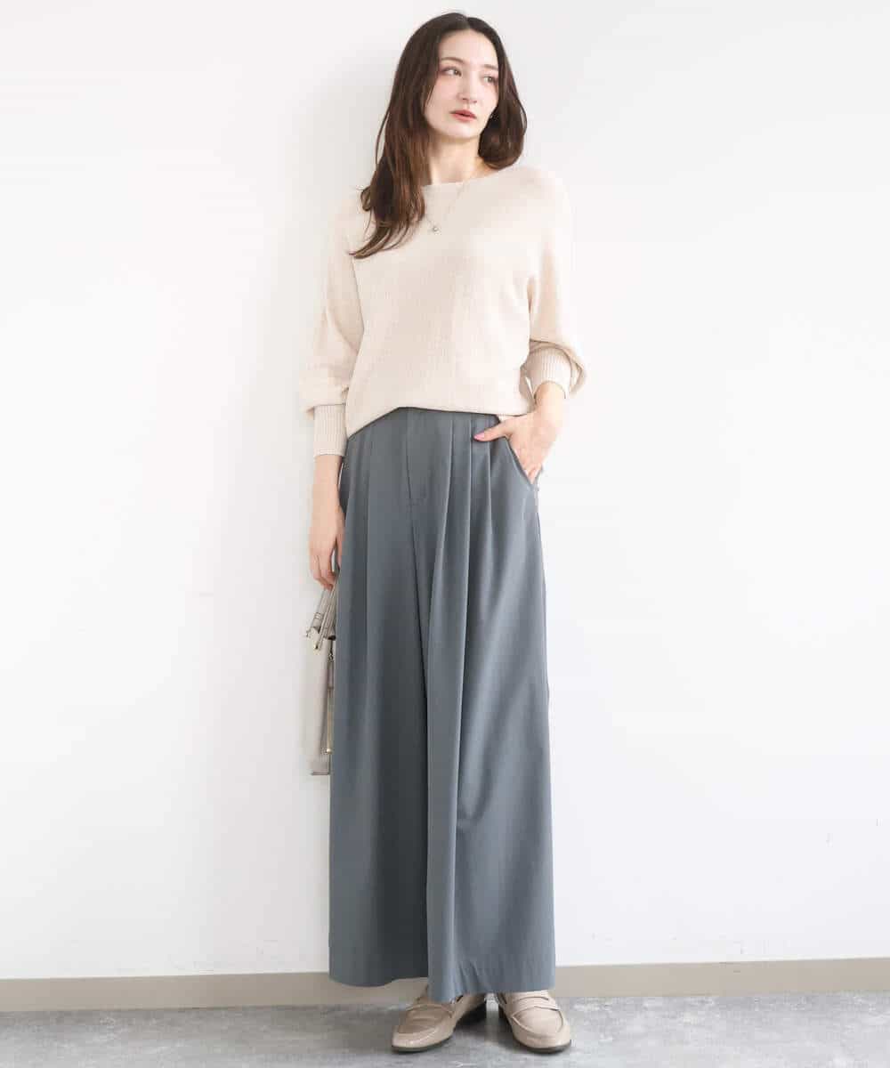 F1LGD37170 MK MICHEL KLEIN(小さいサイズ)(メゾン ドゥ サンク) 【小さいサイズ】ストレッチ3タックワイドパンツ/洗える ダークグレー