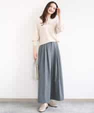 F1LGD37170 MK MICHEL KLEIN(小さいサイズ)(メゾン ドゥ サンク) 【小さいサイズ】ストレッチ3タックワイドパンツ/洗える ダークグレー