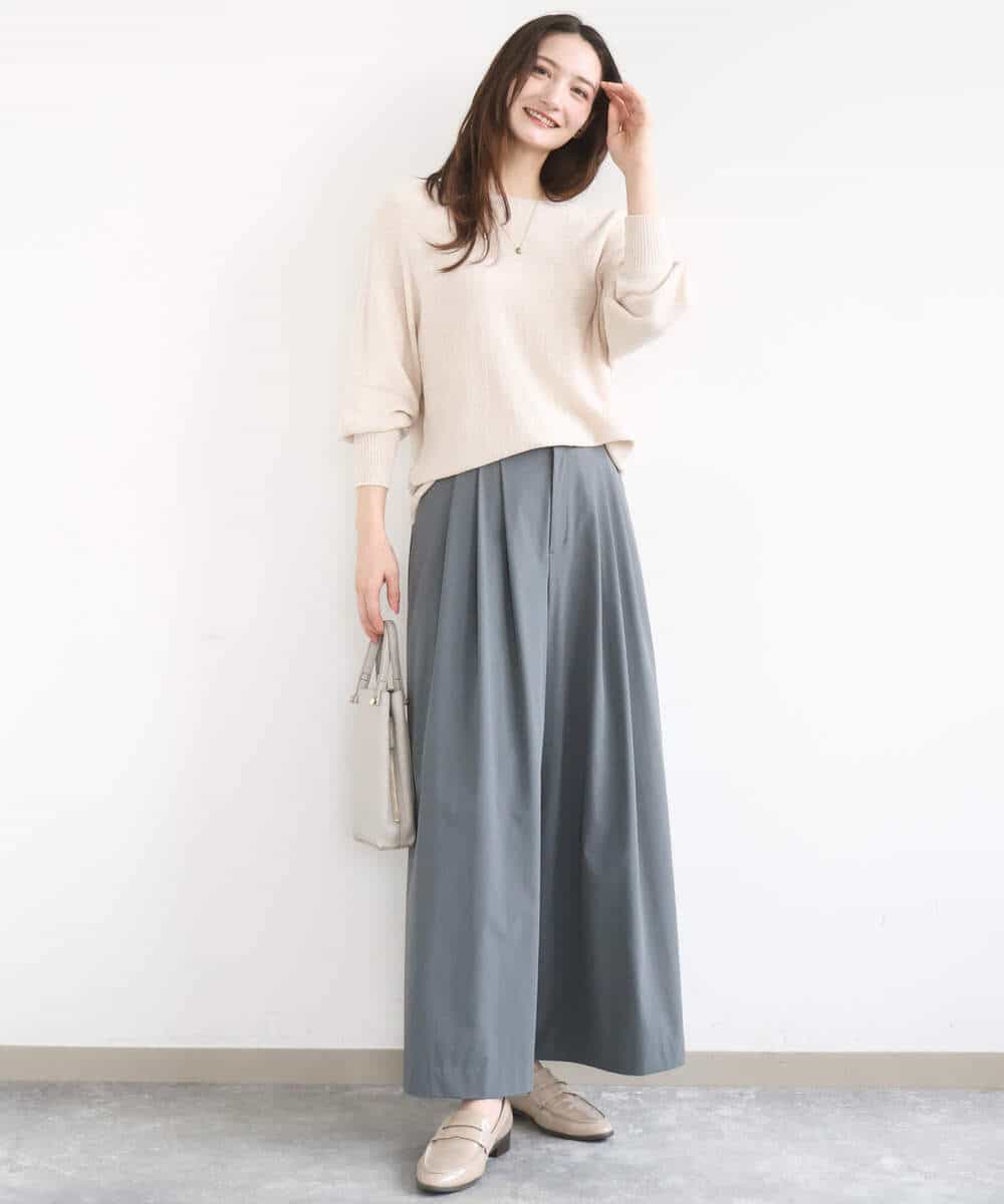 F1LGD37170 MK MICHEL KLEIN(小さいサイズ)(メゾン ドゥ サンク) 【小さいサイズ】ストレッチ3タックワイドパンツ/洗える ダークグレー