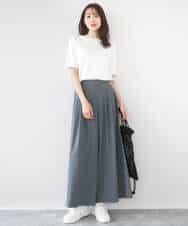 F1LGD37170 MK MICHEL KLEIN(小さいサイズ)(メゾン ドゥ サンク) 【小さいサイズ】ストレッチ3タックワイドパンツ/洗える ダークグレー