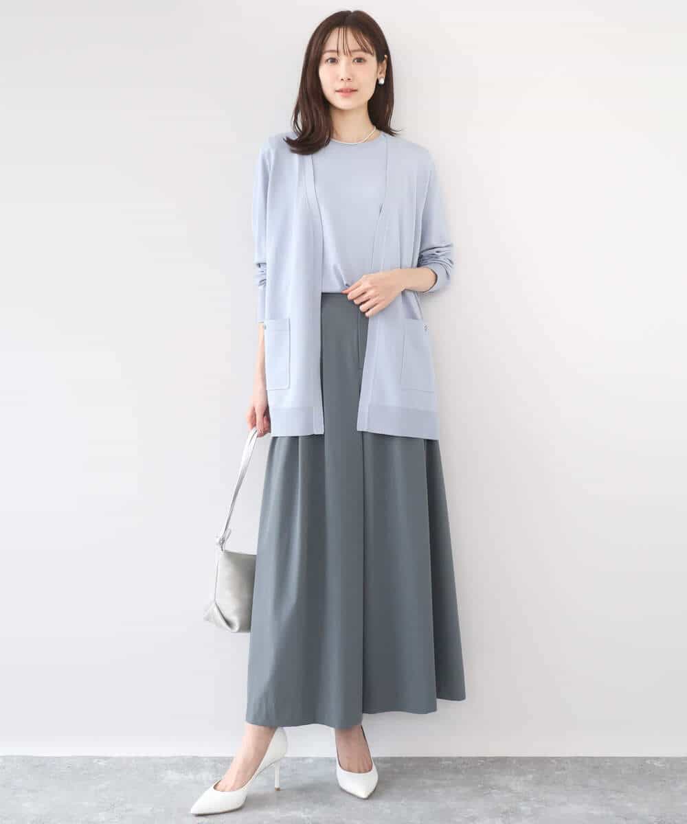 F1LGD37170 MK MICHEL KLEIN(小さいサイズ)(メゾン ドゥ サンク) 【小さいサイズ】ストレッチ3タックワイドパンツ/洗える ダークグレー