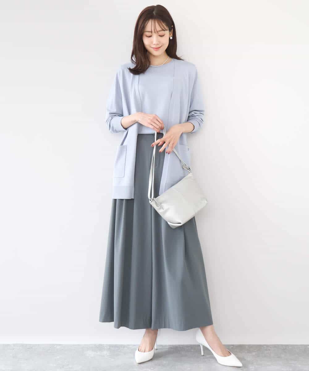 F1LGD37170 MK MICHEL KLEIN(小さいサイズ)(メゾン ドゥ サンク) 【小さいサイズ】ストレッチ3タックワイドパンツ/洗える ダークグレー