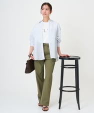 F1LGD40170 MK MICHEL KLEIN(小さいサイズ)(メゾン ドゥ サンク) 【小さいサイズ】コットンライクストレッチワイドパンツ/抗ピリング/洗濯機で洗える カーキ