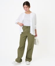 F1LGD40170 MK MICHEL KLEIN(小さいサイズ)(メゾン ドゥ サンク) 【小さいサイズ】コットンライクストレッチワイドパンツ/抗ピリング/洗濯機で洗える カーキ