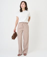 F1LGD40170 MK MICHEL KLEIN(小さいサイズ)(メゾン ドゥ サンク) 【小さいサイズ】コットンライクストレッチワイドパンツ/抗ピリング/洗濯機で洗える カーキ