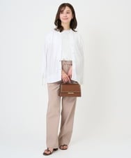F1LGD40170 MK MICHEL KLEIN(小さいサイズ)(メゾン ドゥ サンク) 【小さいサイズ】コットンライクストレッチワイドパンツ/抗ピリング/洗濯機で洗える カーキ
