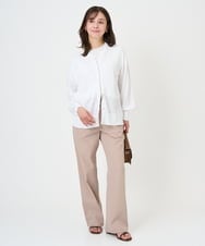 F1LGD40170 MK MICHEL KLEIN(小さいサイズ)(メゾン ドゥ サンク) 【小さいサイズ】コットンライクストレッチワイドパンツ/抗ピリング/洗濯機で洗える カーキ