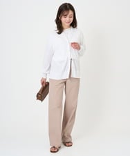 F1LGD40170 MK MICHEL KLEIN(小さいサイズ)(メゾン ドゥ サンク) 【小さいサイズ】コットンライクストレッチワイドパンツ/抗ピリング/洗濯機で洗える カーキ