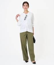 F1LGD40170 MK MICHEL KLEIN(小さいサイズ)(メゾン ドゥ サンク) 【小さいサイズ】コットンライクストレッチワイドパンツ/抗ピリング/洗濯機で洗える カーキ