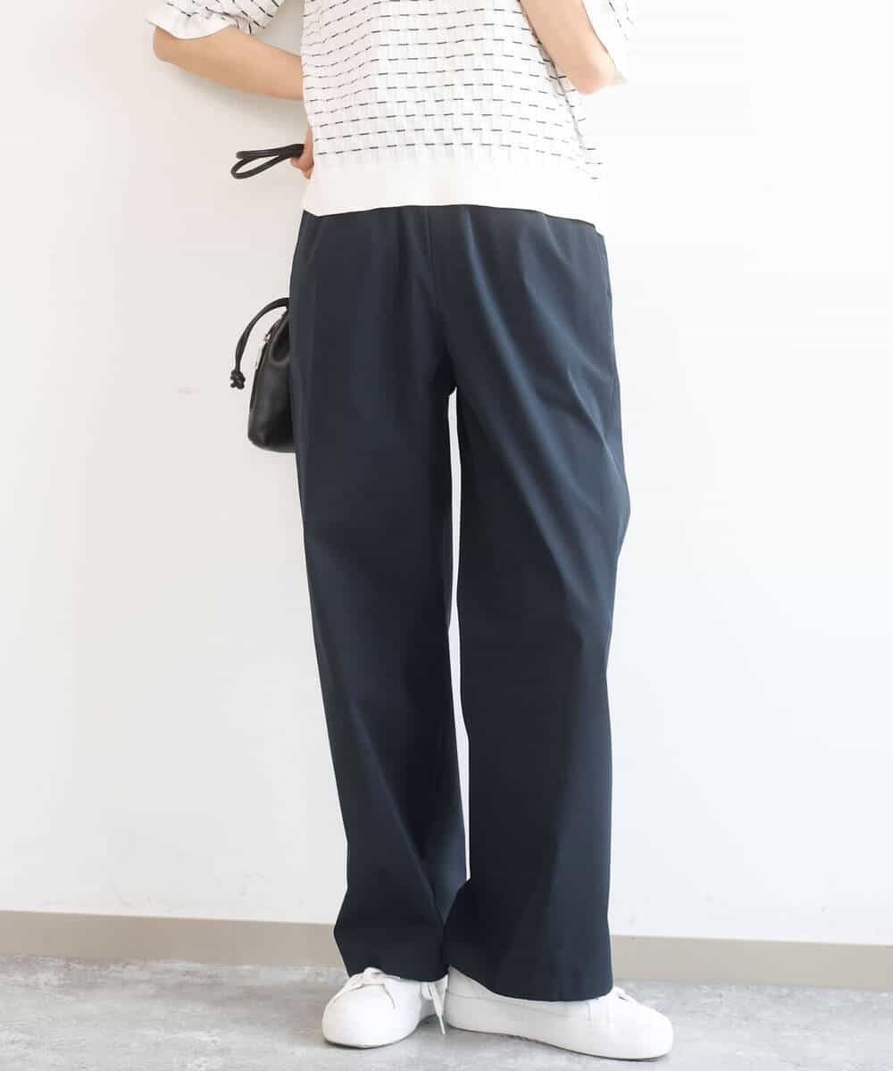 F1LGD40170 MK MICHEL KLEIN(小さいサイズ)(メゾン ドゥ サンク) 【小さいサイズ】コットンライクストレッチワイドパンツ/抗ピリング/洗濯機で洗える ネイビー