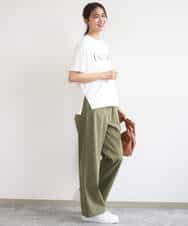 F1LGD40170 MK MICHEL KLEIN(小さいサイズ)(メゾン ドゥ サンク) 【小さいサイズ】コットンライクストレッチワイドパンツ/抗ピリング/洗濯機で洗える ネイビー