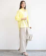 F1LGD40170 MK MICHEL KLEIN(小さいサイズ)(メゾン ドゥ サンク) 【小さいサイズ】コットンライクストレッチワイドパンツ/抗ピリング/洗濯機で洗える ネイビー