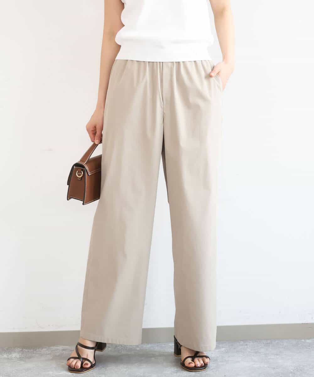 F1LGD40170 MK MICHEL KLEIN(小さいサイズ)(メゾン ドゥ サンク) 【小さいサイズ】コットンライクストレッチワイドパンツ/抗ピリング/洗濯機で洗える ベージュ