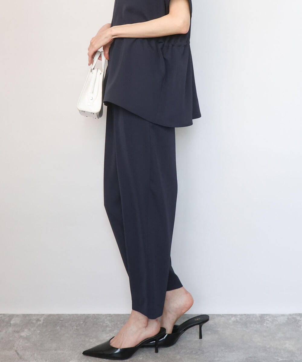 F1LGD44160 MK MICHEL KLEIN(小さいサイズ)(メゾン ドゥ サンク) 【小さいサイズ】[UVカット/接触冷感/防シワ/通気性/洗濯機で洗える]テーパードパンツ ネイビー