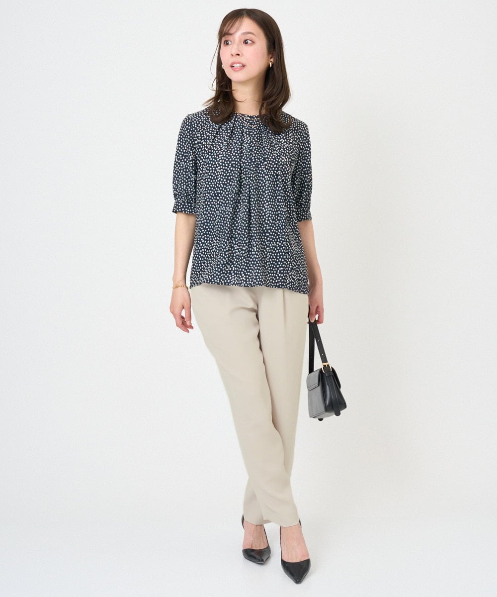 F1LGD44160 MK MICHEL KLEIN(小さいサイズ)(メゾン ドゥ サンク) 【小さいサイズ】[UVカット/接触冷感/防シワ/通気性/洗濯機で洗える]テーパードパンツ ベージュ