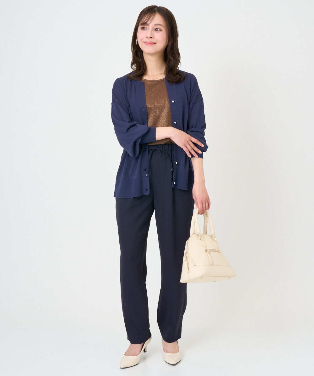 F1LGD44160 MK MICHEL KLEIN(小さいサイズ)(メゾン ドゥ サンク) 【小さいサイズ】[UVカット/接触冷感/防シワ/通気性/洗濯機で洗える]テーパードパンツ ベージュ