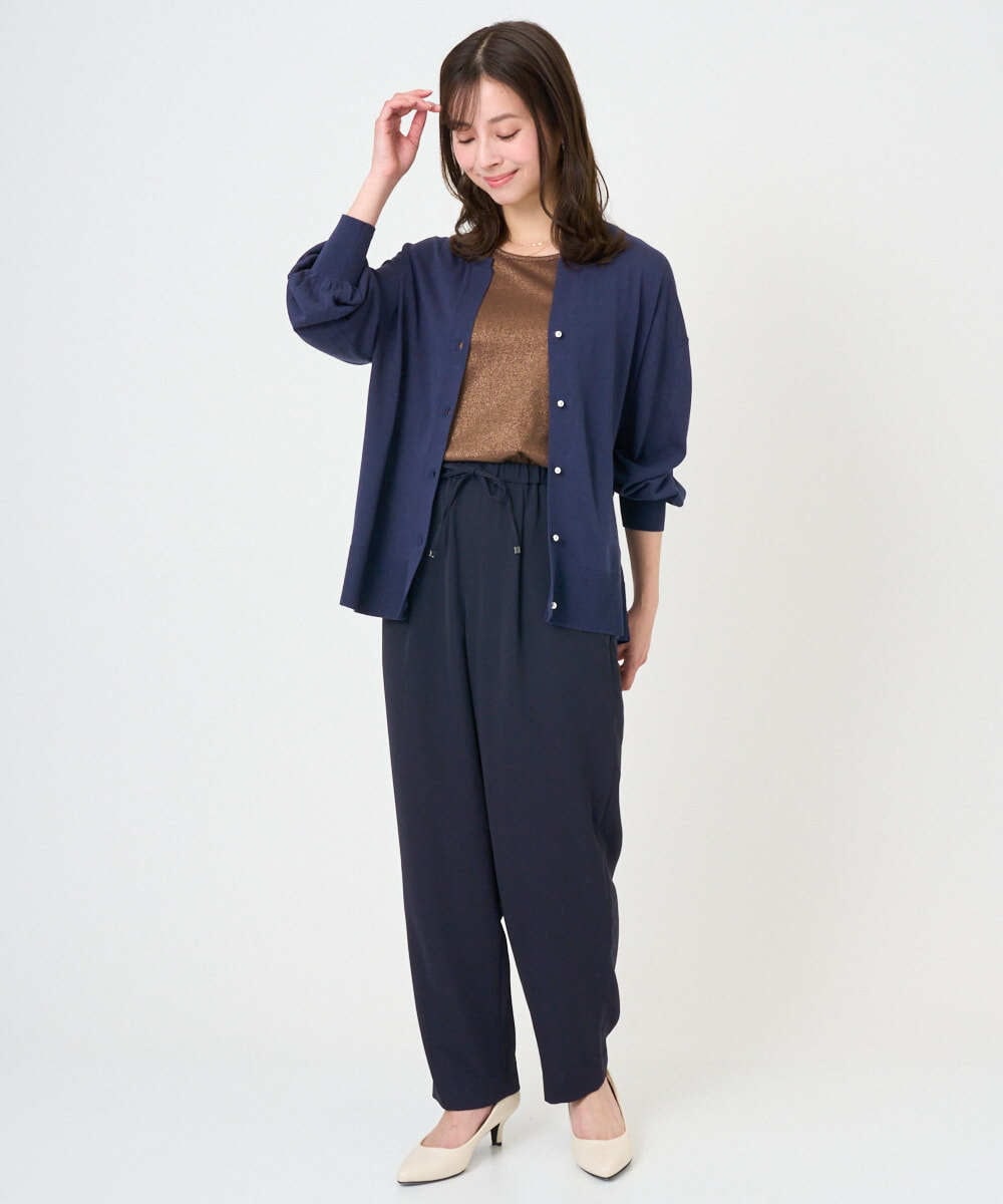 F1LGD44160 MK MICHEL KLEIN(小さいサイズ)(メゾン ドゥ サンク) 【小さいサイズ】[UVカット/接触冷感/防シワ/通気性/洗濯機で洗える]テーパードパンツ ベージュ