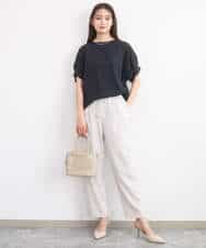 F1LGD44160 MK MICHEL KLEIN(小さいサイズ)(メゾン ドゥ サンク) 【小さいサイズ】[UVカット/接触冷感/防シワ/通気性/洗濯機で洗える]テーパードパンツ ベージュ