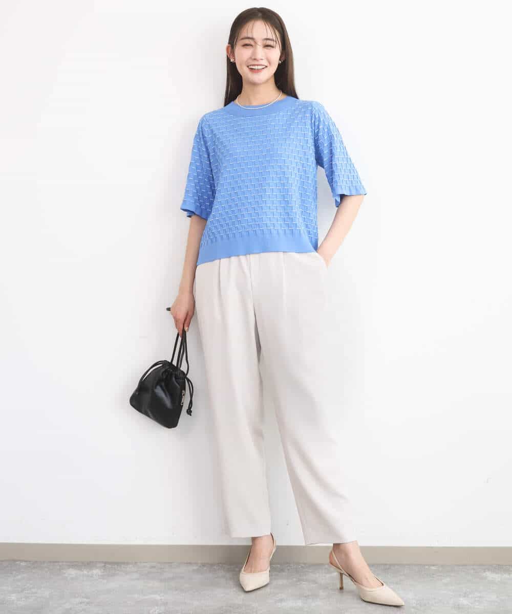 F1LGD44160 MK MICHEL KLEIN(小さいサイズ)(メゾン ドゥ サンク) 【小さいサイズ】[UVカット/接触冷感/防シワ/通気性/洗濯機で洗える]テーパードパンツ ベージュ