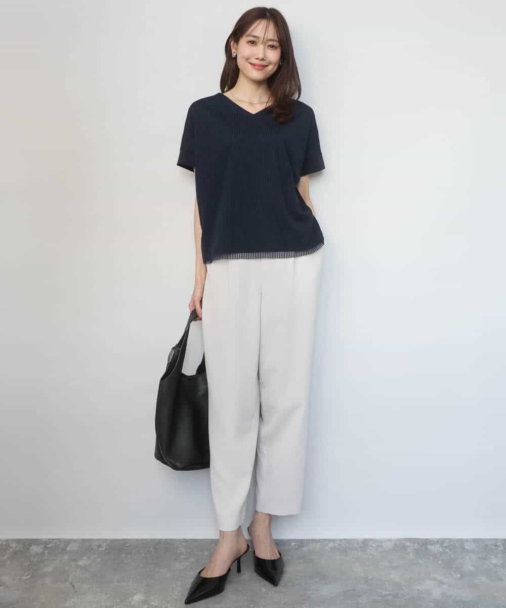 F1LGD44160 MK MICHEL KLEIN(小さいサイズ)(メゾン ドゥ サンク) 【小さいサイズ】[UVカット/接触冷感/防シワ/通気性/洗濯機で洗える]テーパードパンツ ベージュ