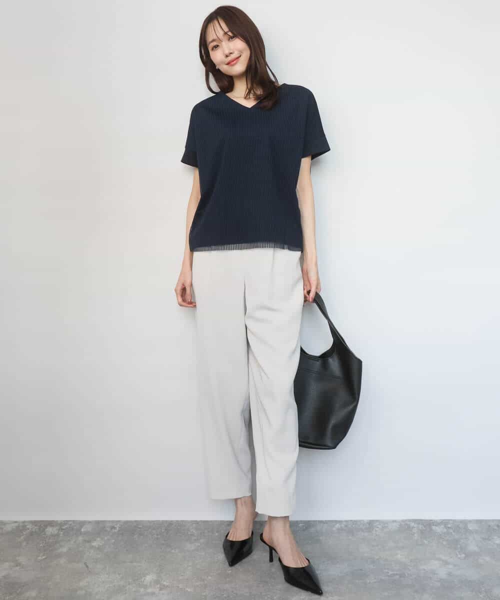 F1LGD44160 MK MICHEL KLEIN(小さいサイズ)(メゾン ドゥ サンク) 【小さいサイズ】[UVカット/接触冷感/防シワ/通気性/洗濯機で洗える]テーパードパンツ ベージュ