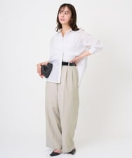F1LGD46180 MK MICHEL KLEIN(小さいサイズ)(メゾン ドゥ サンク) 【小さいサイズ】[UVカット/接触冷感/速乾/洗える]バイオヴィンテージツイル ワイドストレートパンツ グレージュ