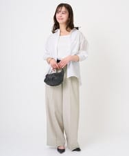 F1LGD46180 MK MICHEL KLEIN(小さいサイズ)(メゾン ドゥ サンク) 【小さいサイズ】[UVカット/接触冷感/速乾/洗える]バイオヴィンテージツイル ワイドストレートパンツ グレージュ