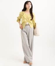 F1LGD46180 MK MICHEL KLEIN(小さいサイズ)(メゾン ドゥ サンク) 【小さいサイズ】[UVカット/接触冷感/速乾/洗える]バイオヴィンテージツイル ワイドストレートパンツ グレージュ