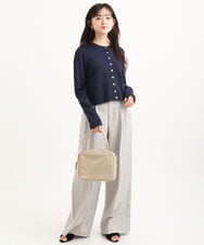 F1LGD46180 MK MICHEL KLEIN(小さいサイズ)(メゾン ドゥ サンク) 【小さいサイズ】[UVカット/接触冷感/速乾/洗える]バイオヴィンテージツイル ワイドストレートパンツ グレージュ