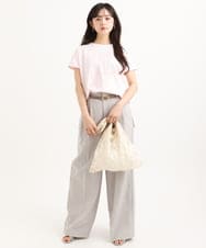 F1LGD46180 MK MICHEL KLEIN(小さいサイズ)(メゾン ドゥ サンク) 【小さいサイズ】[UVカット/接触冷感/速乾/洗える]バイオヴィンテージツイル ワイドストレートパンツ グレージュ