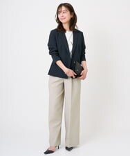 F1LGD46180 MK MICHEL KLEIN(小さいサイズ)(メゾン ドゥ サンク) 【小さいサイズ】[UVカット/接触冷感/速乾/洗える]バイオヴィンテージツイル ワイドストレートパンツ グレージュ