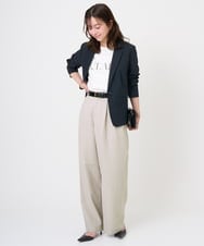 F1LGD46180 MK MICHEL KLEIN(小さいサイズ)(メゾン ドゥ サンク) 【小さいサイズ】[UVカット/接触冷感/速乾/洗える]バイオヴィンテージツイル ワイドストレートパンツ グレージュ