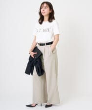 F1LGD46180 MK MICHEL KLEIN(小さいサイズ)(メゾン ドゥ サンク) 【小さいサイズ】[UVカット/接触冷感/速乾/洗える]バイオヴィンテージツイル ワイドストレートパンツ グレージュ