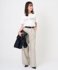 F1LGD46180 MK MICHEL KLEIN(小さいサイズ)(メゾン ドゥ サンク) 【小さいサイズ】[UVカット/接触冷感/速乾/洗える]バイオヴィンテージツイル ワイドストレートパンツ グレージュ