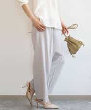 F1LGD46180 MK MICHEL KLEIN(小さいサイズ)(メゾン ドゥ サンク) 【小さいサイズ】[UVカット/接触冷感/速乾/洗える]バイオヴィンテージツイル ワイドストレートパンツ グレージュ