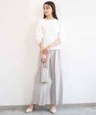 F1LGD46180 MK MICHEL KLEIN(小さいサイズ)(メゾン ドゥ サンク) 【小さいサイズ】[UVカット/接触冷感/速乾/洗える]バイオヴィンテージツイル ワイドストレートパンツ グレージュ