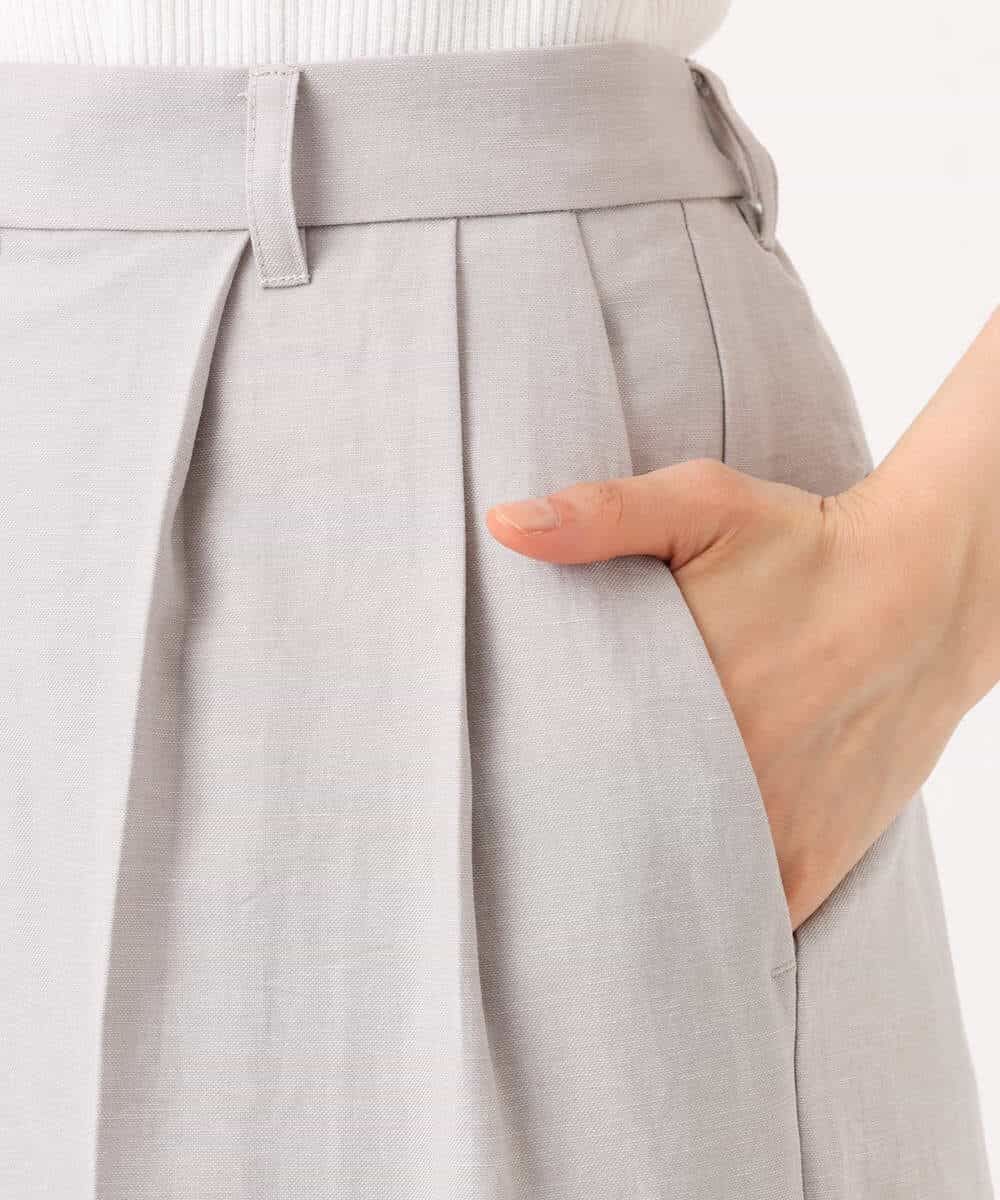 F1LGD46180 MK MICHEL KLEIN(小さいサイズ)(メゾン ドゥ サンク) 【小さいサイズ】[UVカット/接触冷感/速乾/洗える]バイオヴィンテージツイル ワイドストレートパンツ グレージュ