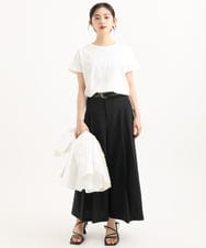 F1LGD51170 MK MICHEL KLEIN(小さいサイズ)(メゾン ドゥ サンク) 【小さいサイズ】[UVカット/接触冷感/洗える]サテンワイドパンツ アイボリー