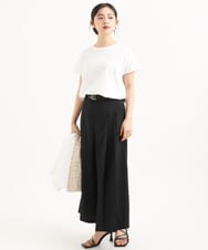 F1LGD51170 MK MICHEL KLEIN(小さいサイズ)(メゾン ドゥ サンク) 【小さいサイズ】[UVカット/接触冷感/洗える]サテンワイドパンツ アイボリー
