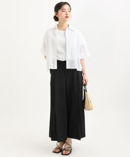 F1LGD51170 MK MICHEL KLEIN(小さいサイズ)(メゾン ドゥ サンク) 【小さいサイズ】[UVカット/接触冷感/洗える]サテンワイドパンツ アイボリー