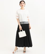 F1LGD51170 MK MICHEL KLEIN(小さいサイズ)(メゾン ドゥ サンク) 【小さいサイズ】[UVカット/接触冷感/洗える]サテンワイドパンツ アイボリー
