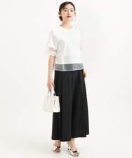 F1LGD51170 MK MICHEL KLEIN(小さいサイズ)(メゾン ドゥ サンク) 【小さいサイズ】[UVカット/接触冷感/洗える]サテンワイドパンツ アイボリー