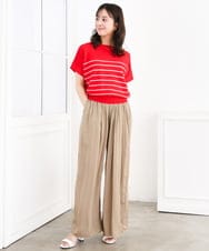 F1LGD53160 MK MICHEL KLEIN(小さいサイズ)(メゾン ドゥ サンク) 【小さいサイズ】[UVカット/接触冷感/洗える]サテンワイドパンツ キャメル