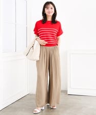 F1LGD53160 MK MICHEL KLEIN(小さいサイズ)(メゾン ドゥ サンク) 【小さいサイズ】[UVカット/接触冷感/洗える]サテンワイドパンツ キャメル