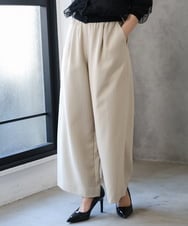 F1LGD55160 MK MICHEL KLEIN(小さいサイズ)(メゾン ドゥ サンク) 【小さいサイズ】[UVカット/防シワ/抗ピリング/洗濯機で洗える]ピンストライプ柄プルオンワイドパンツ ブラウン