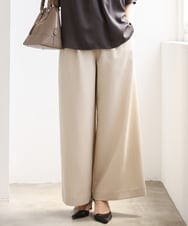 F1LGD55160 MK MICHEL KLEIN(小さいサイズ)(メゾン ドゥ サンク) 【小さいサイズ】[UVカット/防シワ/抗ピリング/洗濯機で洗える]ピンストライプ柄プルオンワイドパンツ ブラウン