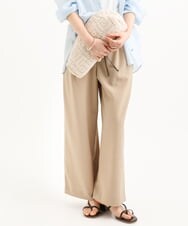 F1LGD56160 MK MICHEL KLEIN(小さいサイズ)(メゾン ドゥ サンク) 【小さいサイズ】[洗える]リネンライクストレッチ ストレートワイドパンツ ベージュ