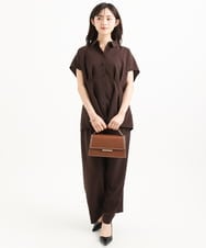 F1LGD56160 MK MICHEL KLEIN(小さいサイズ)(メゾン ドゥ サンク) 【小さいサイズ】[洗える]リネンライクストレッチ ストレートワイドパンツ ベージュ
