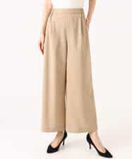 F1LGD56160 MK MICHEL KLEIN(小さいサイズ)(メゾン ドゥ サンク) 【小さいサイズ】[洗える]リネンライクストレッチ ストレートワイドパンツ ベージュ